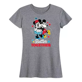 Женская футболка с рисунком Микки и Минни Маус Disney's Better Together, цвет Heather Gray