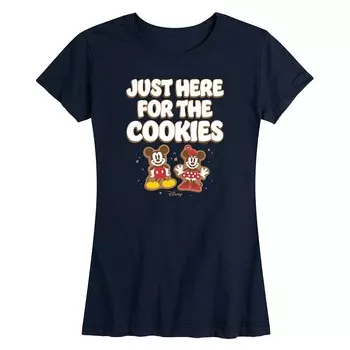 Женская футболка с рисунком Микки и Минни Маус Disney's Just Here For The Cookies Licensed Character, темно-синий