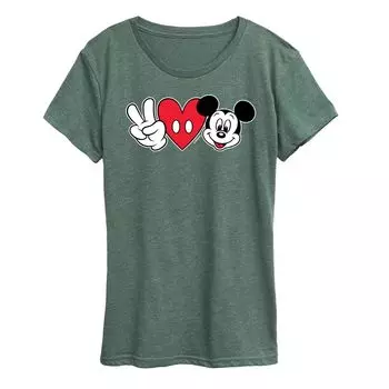 Женская футболка с рисунком Микки Мауса Disney «Peace Love» Licensed Character