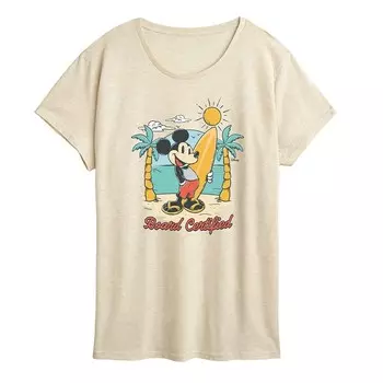 Женская футболка с рисунком Микки Мауса Disney's, сертифицированная советом директоров, бежевый