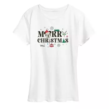Женская футболка с рисунком Микки Мауса Disney's Merry Christmas Licensed Character, белый