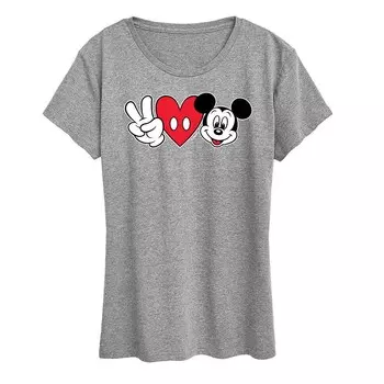Женская футболка с рисунком Микки Мауса Disney's Peace Love Licensed Character, серый