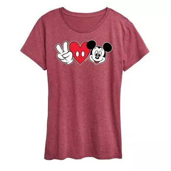 Женская футболка с рисунком Микки Мауса Disney's Peace Love Licensed Character, цвет Dark Red