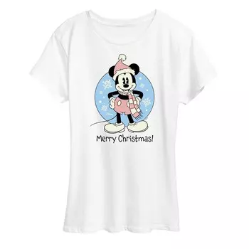 Женская футболка с рисунком Микки Мауса Disney's "Merry Christmas", белый