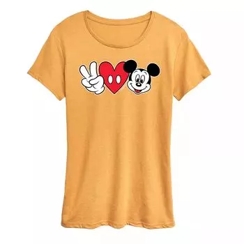 Женская футболка с рисунком Микки Мауса Disney «Peace Love» Licensed Character