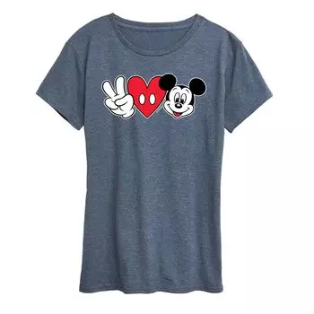 Женская футболка с рисунком Микки Мауса Disney «Peace Love» Licensed Character