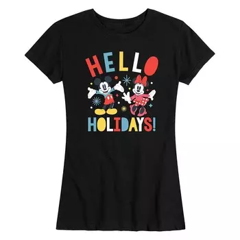 Женская футболка с рисунком Микки Мауса и Минни Маус от Disney's «Hello Holidays», черный