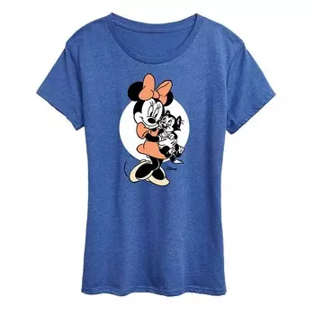 Женская футболка с рисунком Минни Маус и Фигаро Disney's, цвет Heather Royal Blue