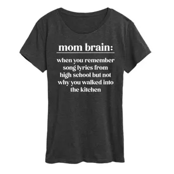 Женская футболка с рисунком Mom Brain Definition Licensed Character, цвет Heather Charcoal