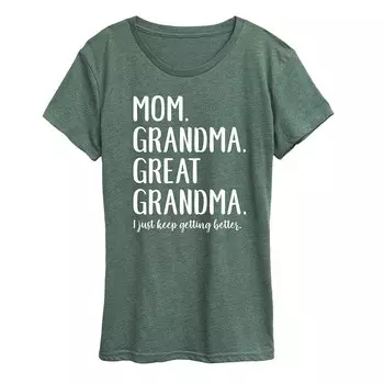 Женская футболка с рисунком Mom Grandma & Great Grandma Licensed Character, цвет Heather Green