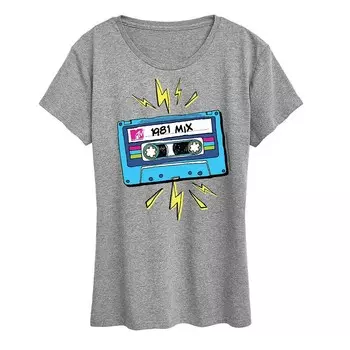 Женская футболка с рисунком MTV Cassette Licensed Character, цвет Heather Gray
