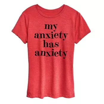 Женская футболка с рисунком My Anxiety Has Anxiety Licensed Character, цвет Heather Red