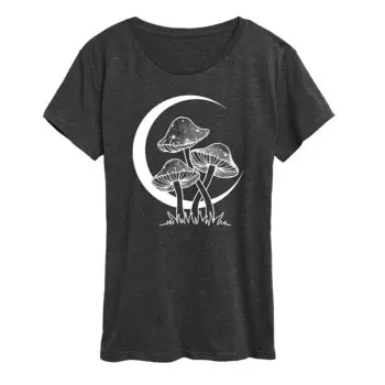 Женская футболка с рисунком небесных грибов Licensed Character, цвет Heather Charcoal