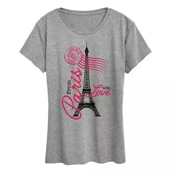 Женская футболка с рисунком Paris Love Postmark Licensed Character, цвет Heather Gray