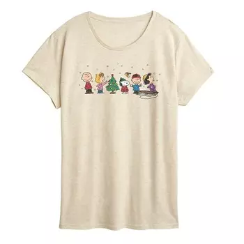 Женская футболка с рисунком Peanuts Christmas Group Licensed Character, бежевый