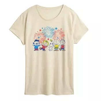 Женская футболка с рисунком Peanuts Fireworks Licensed Character, бежевый
