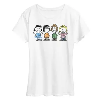 Женская футболка с рисунком Peanuts Girl Group Licensed Character, белый