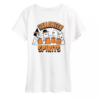 Женская футболка с рисунком Peanuts Halloween Spirits Licensed Character, белый