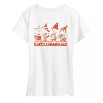 Женская футболка с рисунком Peanuts Happy Halloween Licensed Character, белый