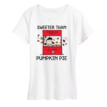 Женская футболка с рисунком Peanuts Lucy Pumpkin Pie Licensed Character, белый