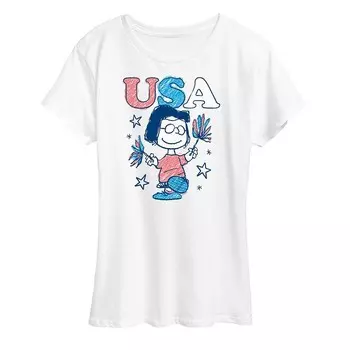 Женская футболка с рисунком Peanuts Marcie Pom Pom USA Licensed Character, белый