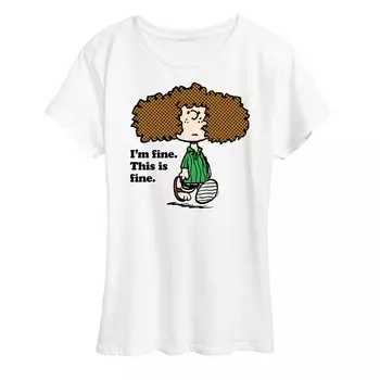 Женская футболка с рисунком Peanuts Patty I'm Fine Licensed Character, белый