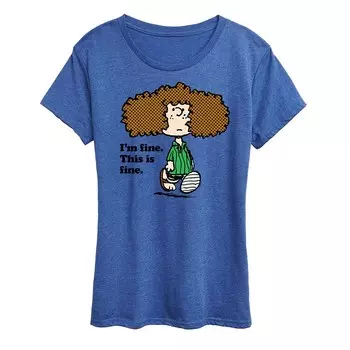 Женская футболка с рисунком Peanuts Patty I'm Fine Licensed Character, цвет Heather Royal Blue
