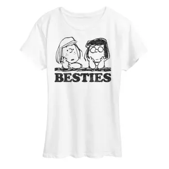 Женская футболка с рисунком Peanuts Patty & Marcie Besties Licensed Character, белый