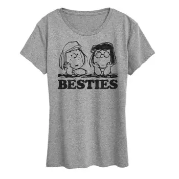 Женская футболка с рисунком Peanuts Patty & Marcie Besties Licensed Character, цвет Heather Gray