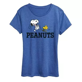 Женская футболка с рисунком Peanuts Snoopy And Woodstock Licensed Character, цвет Heather Royal Blue