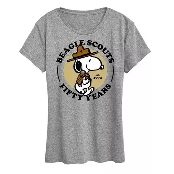 Женская футболка с рисунком Peanuts Snoopy Beagle Scout Licensed Character, цвет Heather Gray