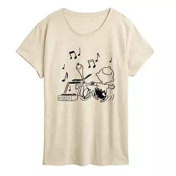 Женская футболка с рисунком Peanuts Snoopy & Charlie Brown Dancing Licensed Character, бежевый