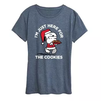 Женская футболка с рисунком Peanuts Snoopy Cookies Licensed Character, цвет Heather Blue