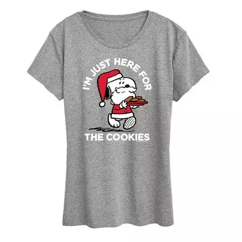 Женская футболка с рисунком Peanuts Snoopy Cookies Licensed Character, цвет Heather Gray