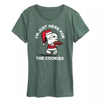 Женская футболка с рисунком Peanuts Snoopy Cookies Licensed Character, цвет Heather Green