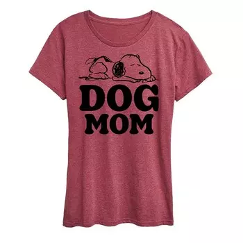 Женская футболка с рисунком Peanuts Snoopy Dog Mom Licensed Character, цвет Heather Dark Red