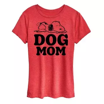 Женская футболка с рисунком Peanuts Snoopy Dog Mom Licensed Character, цвет Heather Red