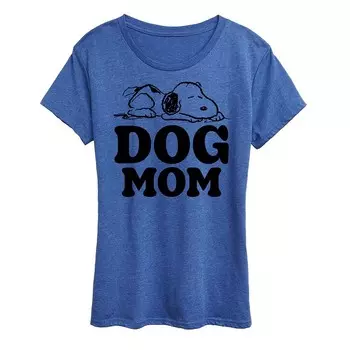 Женская футболка с рисунком Peanuts Snoopy Dog Mom Licensed Character, цвет Heather Royal Blue