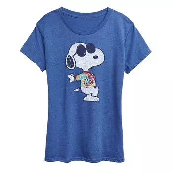 Женская футболка с рисунком Peanuts Snoopy Joe Cool Tie Dye Licensed Character, цвет Heather Royal Blue