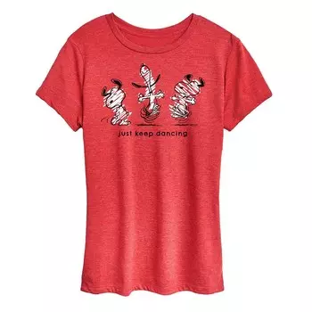 Женская футболка с рисунком Peanuts Snoopy Just Keep Dancing Licensed Character, цвет Heather Red