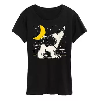 Женская футболка с рисунком Peanuts Snoopy Stars Licensed Character, черный