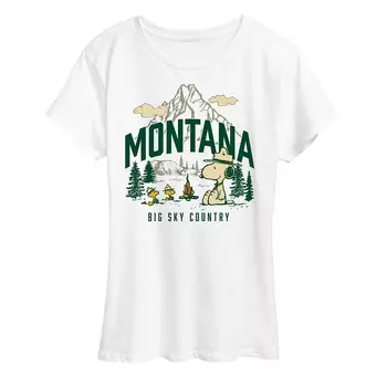 Женская футболка с рисунком Peanuts Snoopy & Woodstock Beagle Scouts Montana Licensed Character, белый