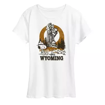 Женская футболка с рисунком Peanuts Snoopy & Woodstock Wyoming Licensed Character, белый