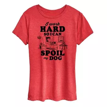 Женская футболка с рисунком Peanuts Snoopy Work To Spoil My Dog Licensed Character, цвет Heather Red