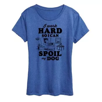 Женская футболка с рисунком Peanuts Snoopy Work To Spoil My Dog Licensed Character, цвет Heather Royal Blue