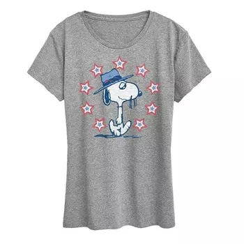 Женская футболка с рисунком Peanuts Spike Americana Licensed Character, цвет Heather Gray