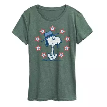 Женская футболка с рисунком Peanuts Spike Americana Licensed Character, цвет Heather Green
