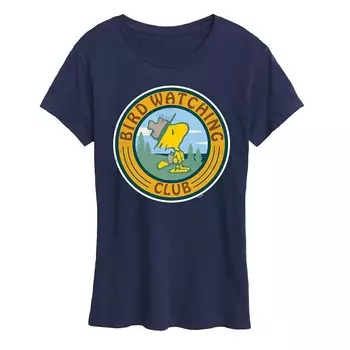Женская футболка с рисунком Peanuts Woodstock Bird Watching Licensed Character, темно-синий