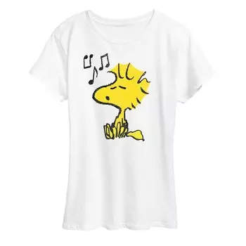 Женская футболка с рисунком Peanuts Woodstock Singing Licensed Character, белый