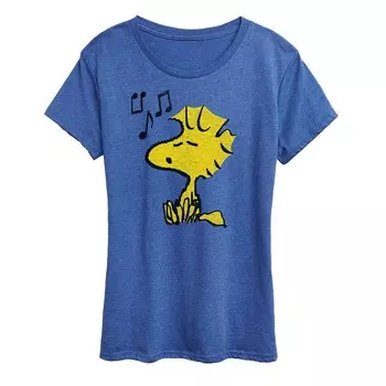 Женская футболка с рисунком Peanuts Woodstock Singing Licensed Character, цвет Heather Royal Blue